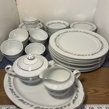 Regal Style House Fine China Japan Replacements Gray Leaves & Scrolls Platinum