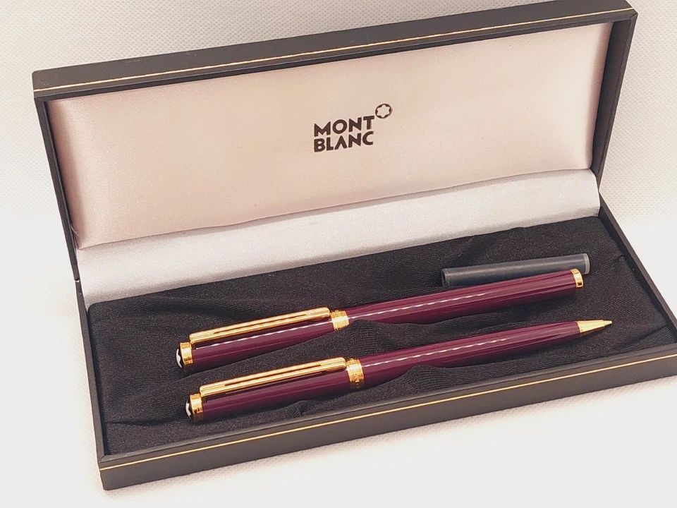 NOS 万宝龙 Noblesse Oblige 紫色套装钢笔 14k 笔尖和铅笔金色装饰 — 第 2/4 张图片