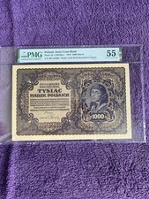 1000 Marek Polskich 1919 Poland PMG 55 EPQ State Loan Bank Banknote