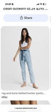 Rag and Bone Belted Hunter Jean Size 23 