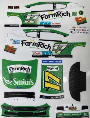 Custom 2026 Chris Buescher #17 Farm Rich 1/64 Scale NASCAR Peel & Stick Decals