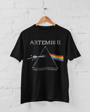 Artemis II Dark Side of the Moon Space Mission Unisex Black Graphic T  Shirt