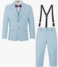 MAGE MALE Formal Dress Suits 5 Piece Size 18Y Light Blue with Satin Bowtie