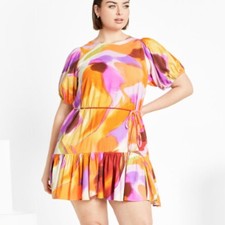 City Chic Esme Print Dress | Floral Minidress | Plus Size (Size 16)