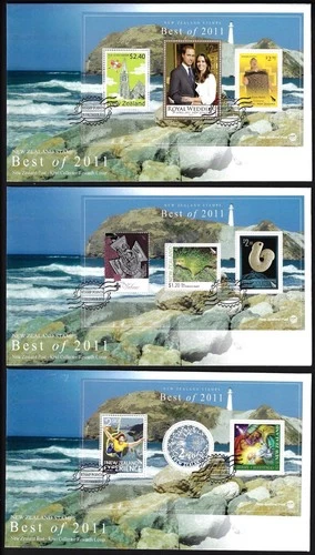 NEW ZEALAND 2011 Best of 2011, Set of 3 Miniature Sheets on FDC