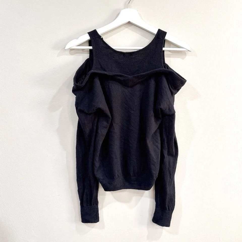 Feel The Piece Terre Jacobs 100% Cashmere Black Off Shoulder Sweater XS/S - Image 2 of 4