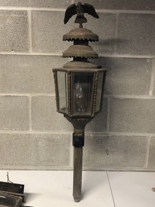 VINTAGE/ANTIQUE, LOT OF  2 FEDERAL EXTERIOR COACH LIGHTS WITH BRASS EAGLES