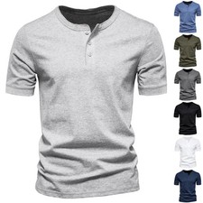 Herren Henley T-Shirt mit Knopfleiste Vintage...