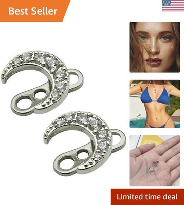 2Pcs 14G Cubic Zirconia Dermal Anchor Tops and Base Surgical Steel Dainty Cry...