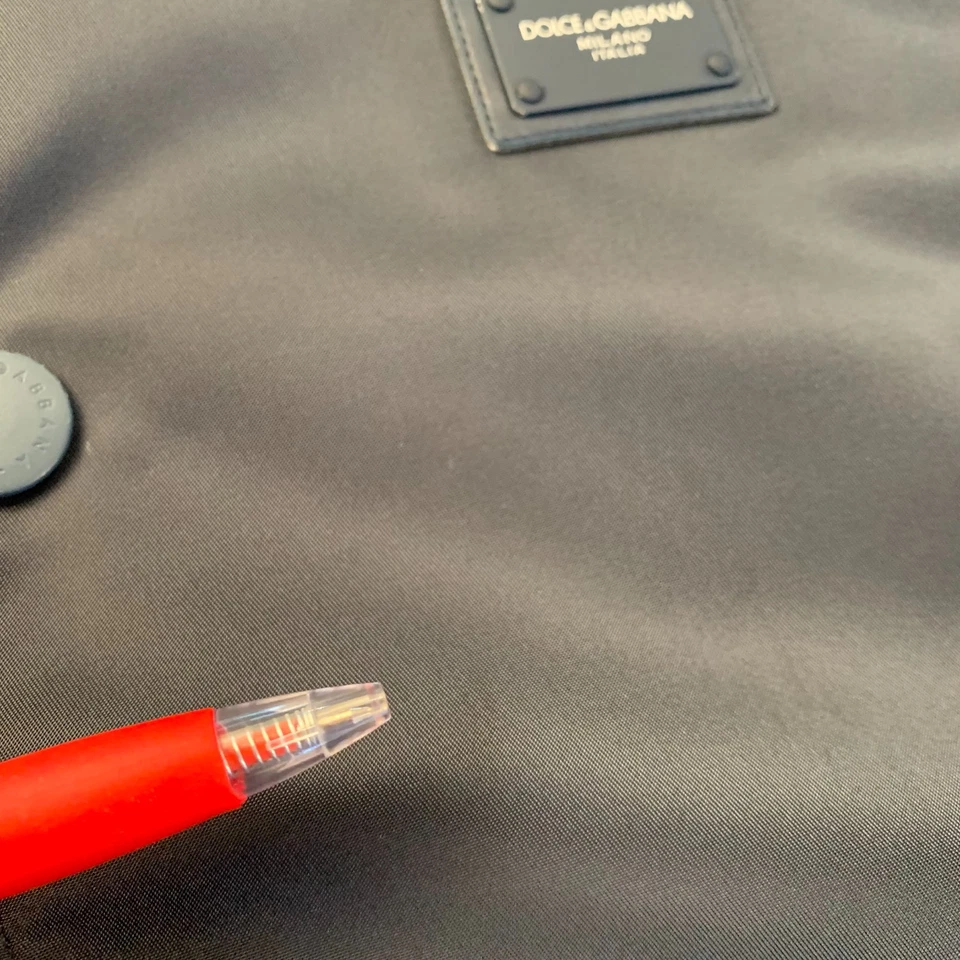 Dolce & Gabbana Bomber Jacket Mens Blue Size 52 Nylon Logo-Plaque Made In Italy - Image 2 of 4