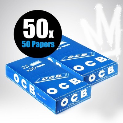 OCB Blau kurz Papers Zigarettenpapier Karton - 1er 2er 4er Pack - 25x50 Blatt