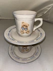 Vintage Tienshan Country Teddy set of 2 Saucers and 2 cups 6.5" saucers