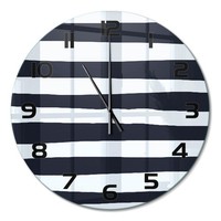 Runde Wanduhr Aus Glas Glasuhr Gestreifter Hintergrund Schwarze Zeiger Fi60 Cm