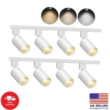 8-Light Track Light Kit with Rails, 3-CCT LED Track Lighting 8-Lights White