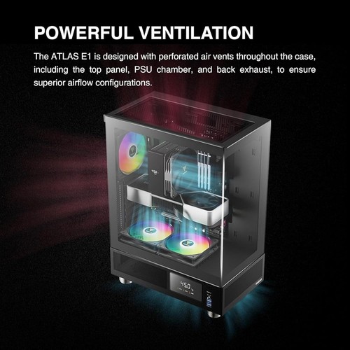 GAMDIAS ATX Mid Tower Computer Case with Tempered Glass, Gaming PC Black - Picture 3 of 9