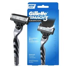 Gillette Mach3 Charcoal Shaving Razor for Men for a Clean Close Shave
