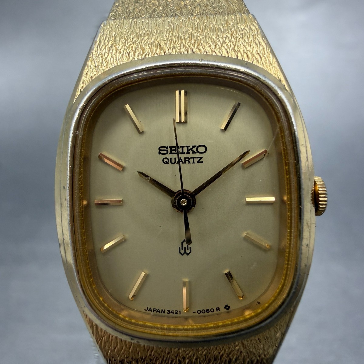 Seiko Watch Women 20mm Champagne Dial Gold Tone Oval 3421-5020 New