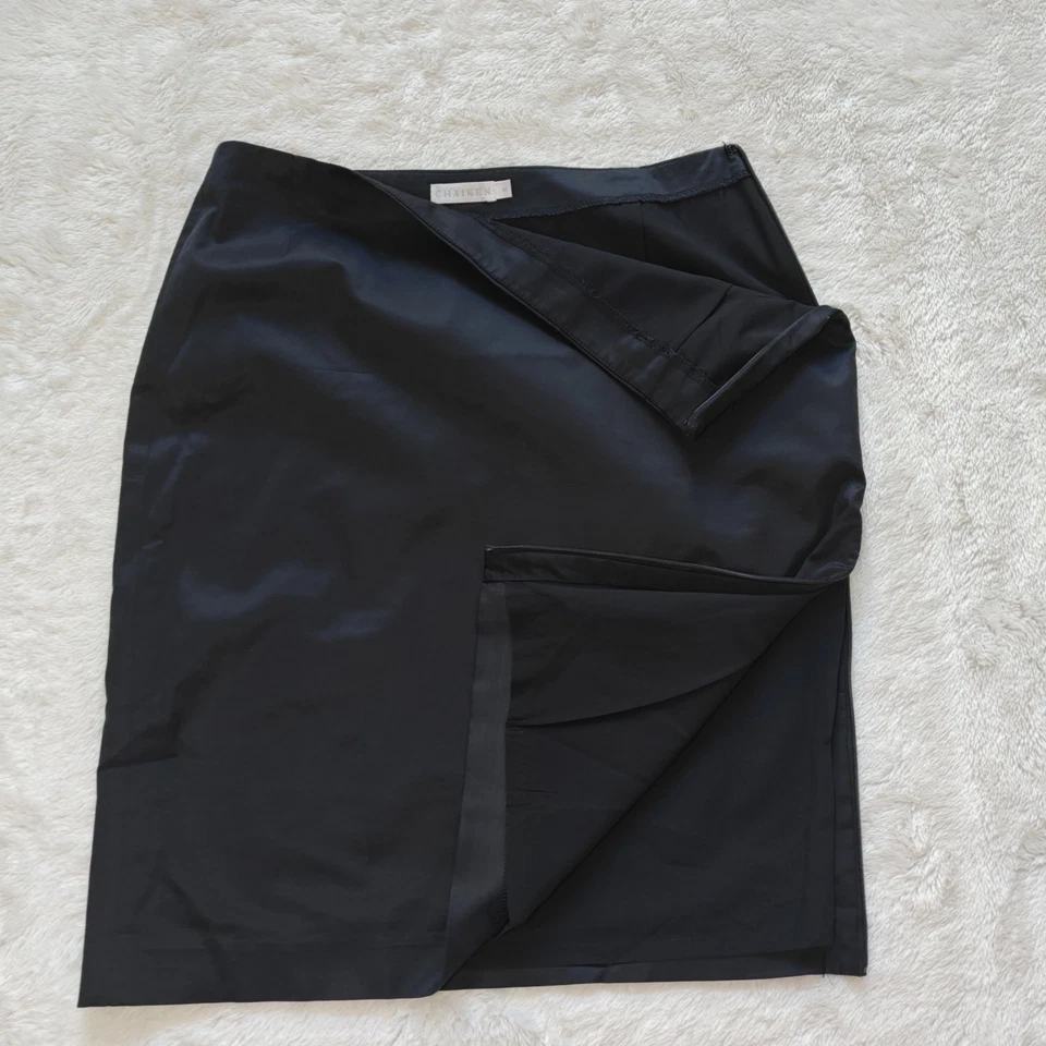 Falda Lápiz Chaiken Talla 6 Mediana Cremallera Sin Cordones Negra Dobladillo Cremallera Midi Bodycon Ajustada Foto 3 de 4