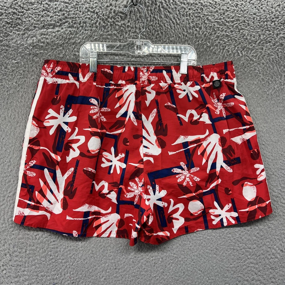 Bañador Adidas Para Hombre XL Rojo Estampado Abstracto 3 Rayas Malla Forrado Cordón Foto 2 de 4