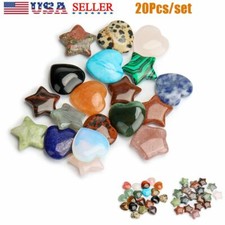 20pc/set Natural Stone Quartz Crystal Loving Heart/Star Palm Reiki Healing Stone