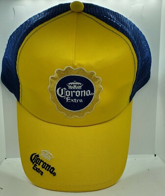 Corona Extra Snapback Cap Trucker Blue and Yellow Mesh New Adjustable Embroidere