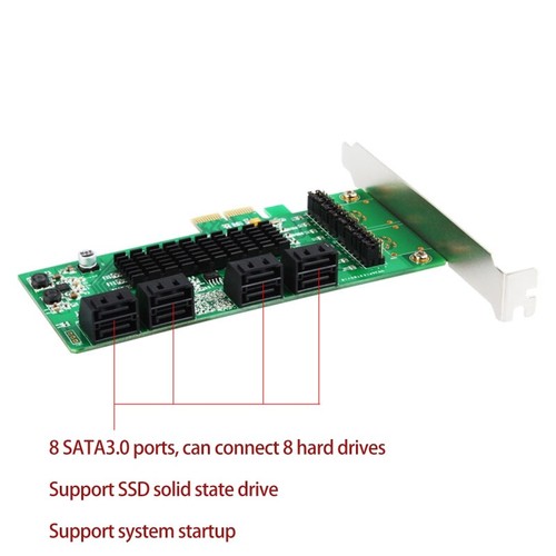 8 Port PCIE Expansion Card PCIE to 3 Controller 6Gbps SSD Card for PC - Afbeelding 4 van 7