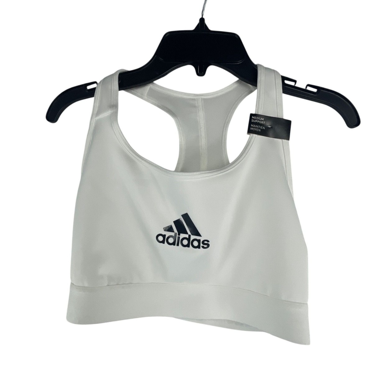 Adidas NWT Womens Medium Support Sports Bra XSDD White Racerback