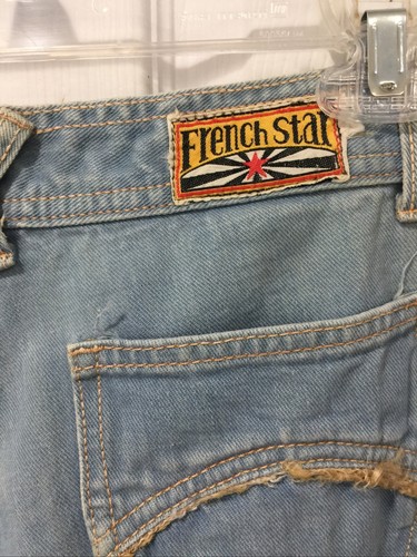 Vintage 1970’s French Star Bell Bottom FLARE Jeans Distressed Hippie Boho - 第 7/21 張圖片