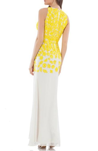 JS COLLECTIONS BEADED FLORAL YELLOW/WHITE MERMAID GOWN DRESS sz 4 | eBay