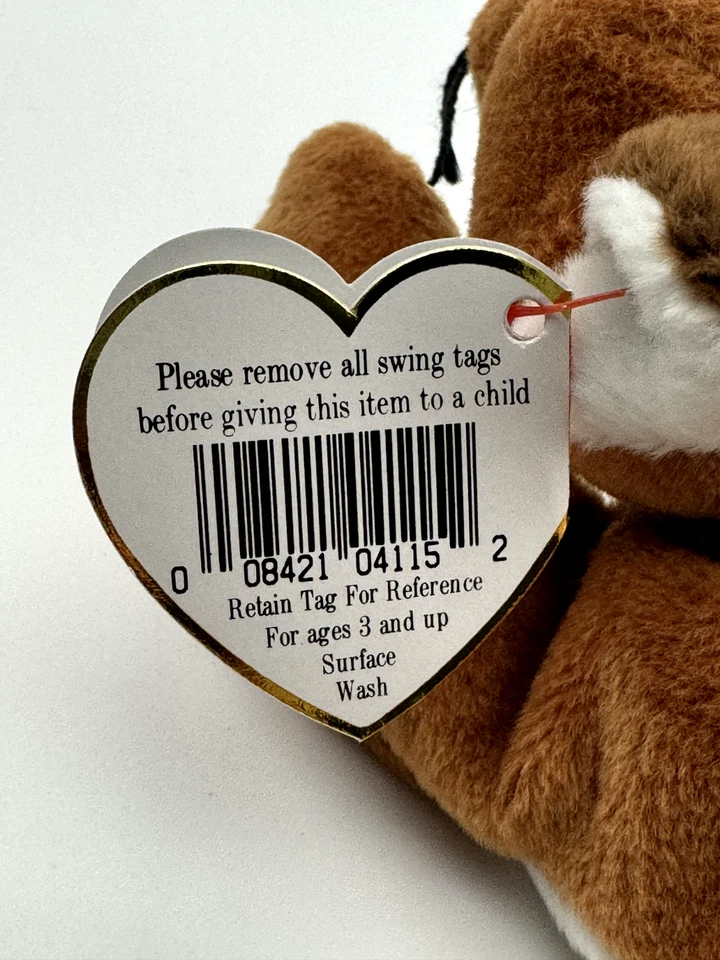 Gorro vintage 1996 TY “Sly the Fox” bebé vientre marrón retirado Foto 4 de 4