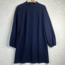 NWT Eliza J Womens Navy Blue Crepe Mock Neck Long Sleeve Shift Dress Size 6