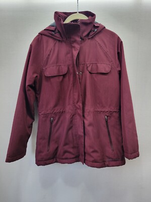 Merrell Womens Winter Jacket Burgundy Hooded Coat Sz Small Thinsulate