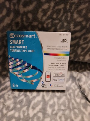 Ecosmart Smart USB Powered Tunable 8  Foot Feet Tape LED Light Hey Google Voice