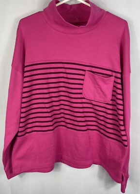 croft barrow Women's Pink Sweatshirt Black Stripes Size XXL | eBay