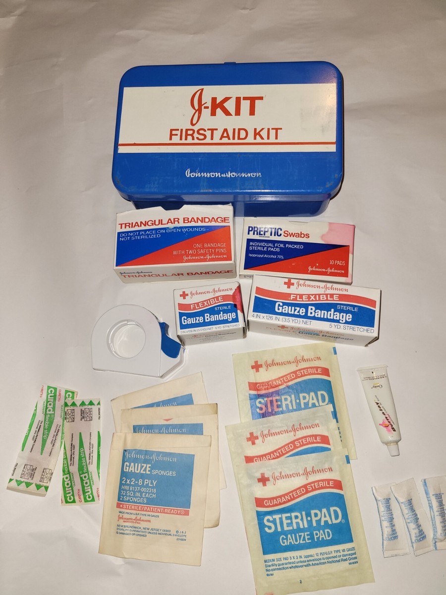 Vintage J-Kit Johnson & Johnson First Aid Kit Metal Box | eBay