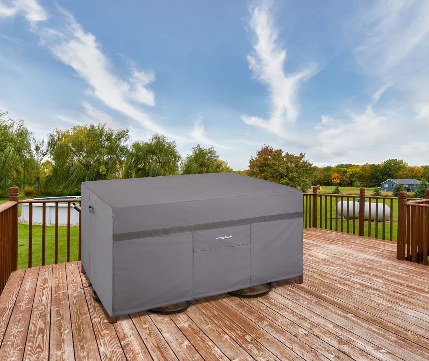 75" Waterproof Rectangle Table Cover for Outdoor Dining Set - Grey