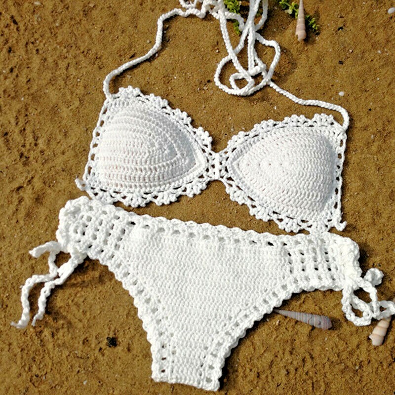 Handmade Women's Swimwear Feeler Crochet Bikini Set Lining swim