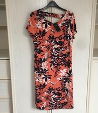 M&S Collection Coral Orange Patterned Dress New With Tags Size 10