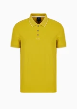 A|X Armani Exchange Men's, Short Sleeve Logo Mesh Polo Shirt, Yellow Mustard, M