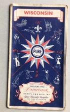 1940 The Pure Oil Co Pathfinder Highway Road Map Of Wisconsin #3