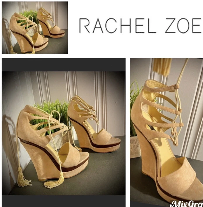 Corbatas al tobillo de gamuza para niños Rachel Zoe Kayne rubor con cuña Foto 2 de 4
