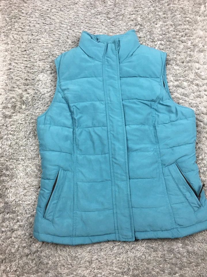 Merona Puffer Vest Jacket Womens Size Small Blue Sleeveless Lined - Image 3 of 4