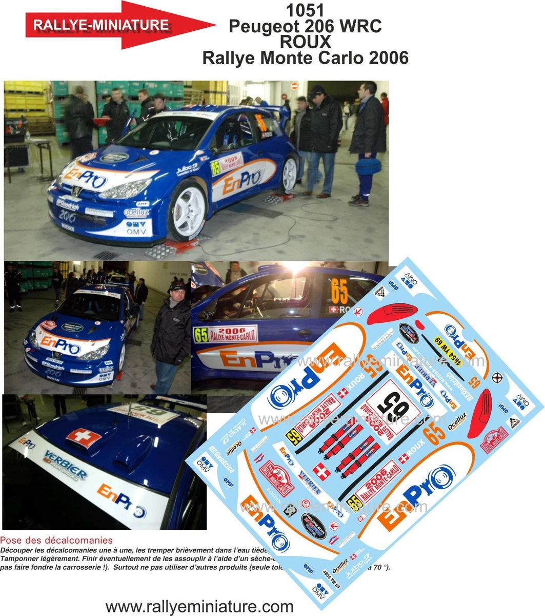 Décalcomanies 1/43 PEUGEOT 206 AURIOL Rallye Monte-Carlo 2001 - Réf 0323, Neuves