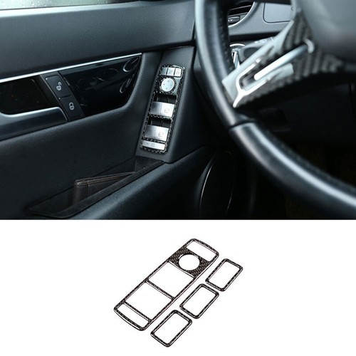 For Benz GLK 2008-2015 Real Carbon Fiber Window Lock Lift Panel Trim Frame 4PCS