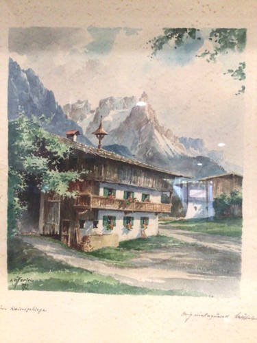 X2 Vintage Original Kafferlein gerahmtes Aquarell Landschaftsgemälde signiert 2er Set - Bild 6 von 8