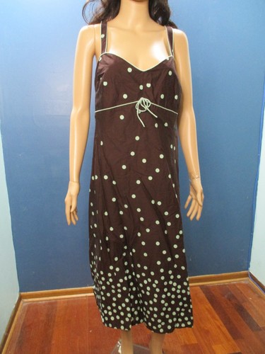 plus size 22W brown and green polka dot zip up summer sundress dress by R&K - Picture 4 of 8