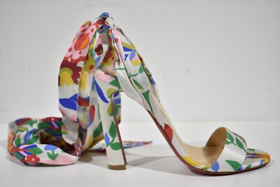Christian Louboutin Crosse Du Desert 100 Bloomy Lace Up Tie Sandal