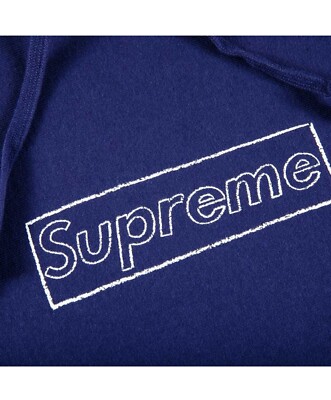 Supreme KAWS Chalk Logo Hooded Sweatshirt Navy Hoodie Box Logo