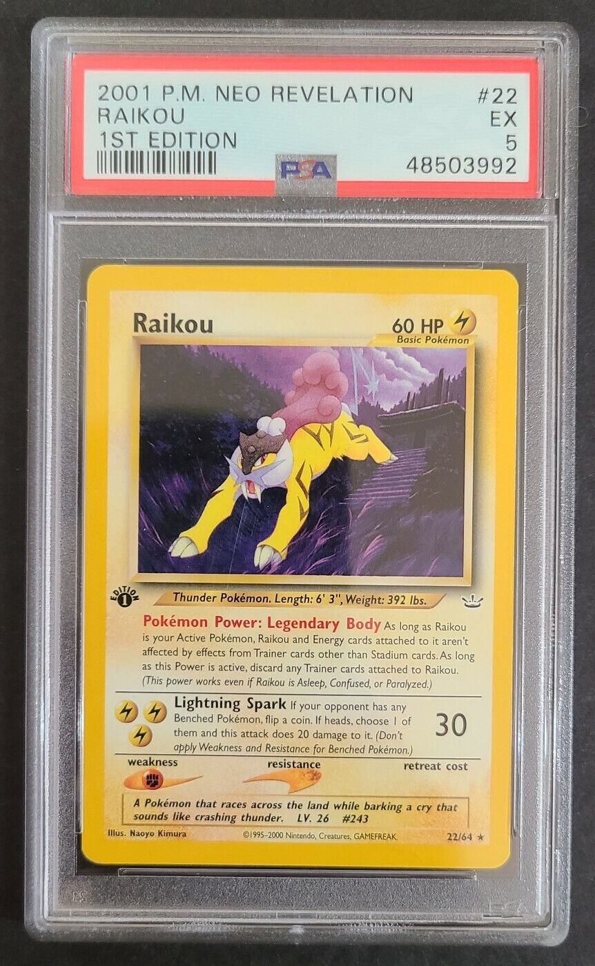 POKéMON Raikou 22/64 Neo Revelation Set. Non Holo Unlimited Rare. Great  Shape!