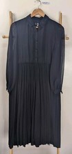Vintage Genie Soir by Tokyo Soir Line Sheer Sleeve Pleated Midi Dress Size 9 M